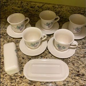 Pfaltzgraff tea cup & saucer set with butter dish